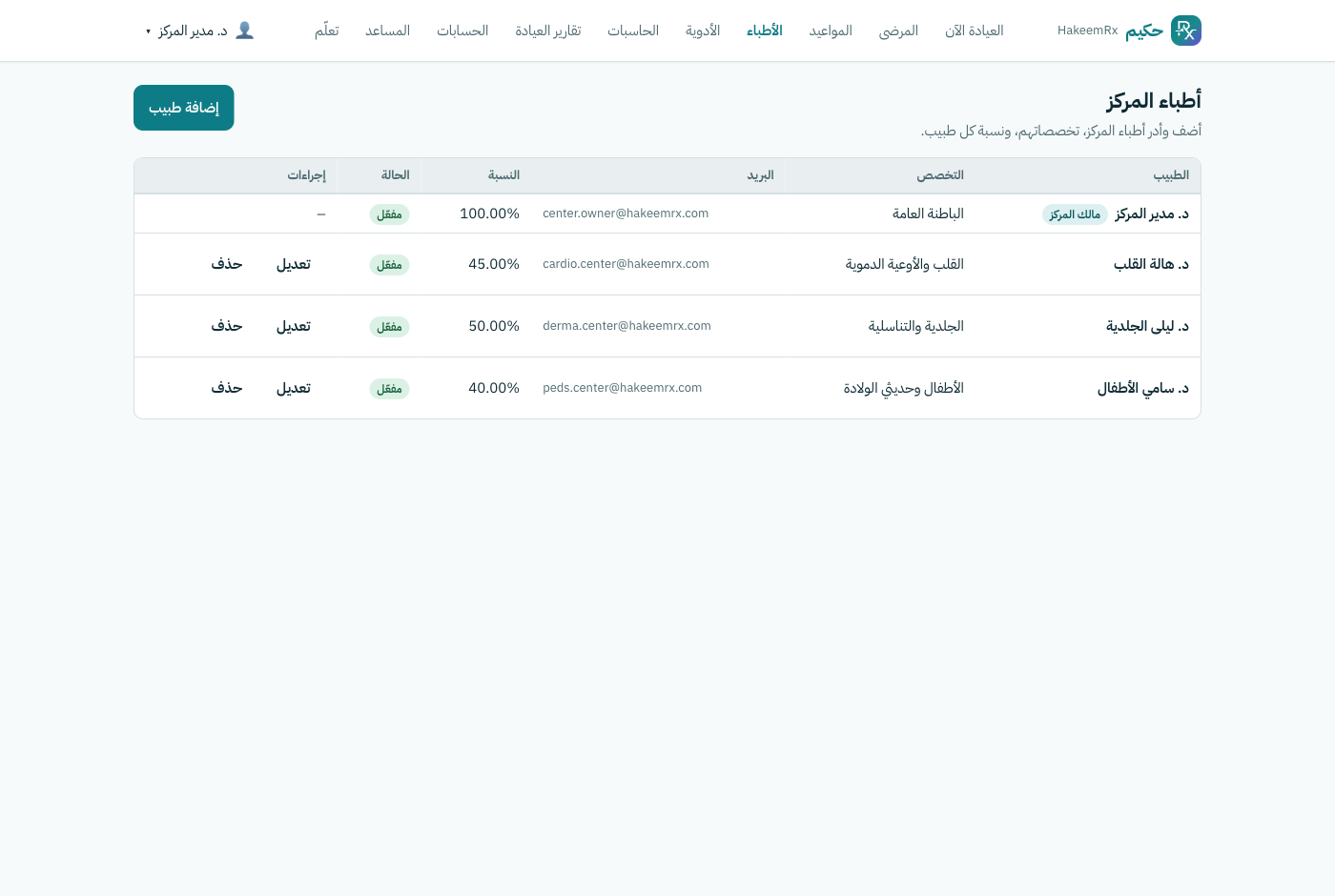 إدارة أطباء المركز